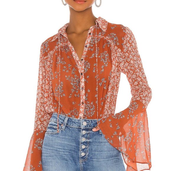 Free People Tops - FREE PEOPLE SERENA PRINTED BLOUSE